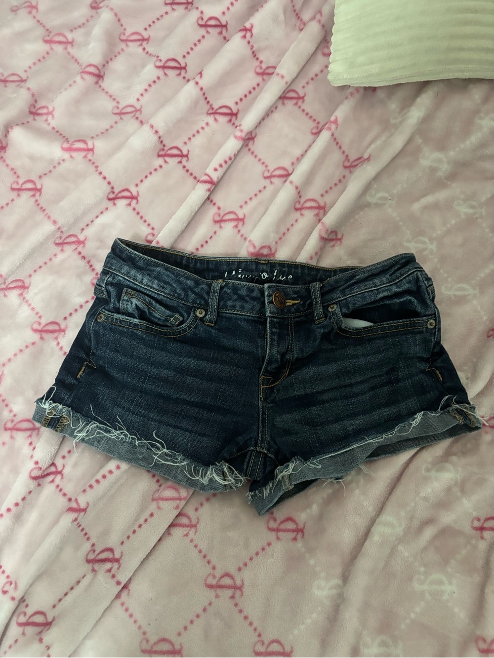 Aeropostale Dark Blue Frayed Hem Denim Shorts